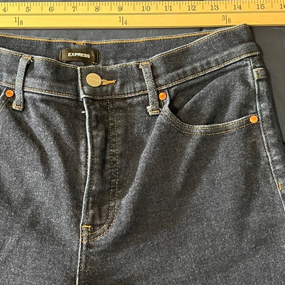 Express Dark Blue Wide Leg High Rise Jeans 8R - Picture 7 of 13